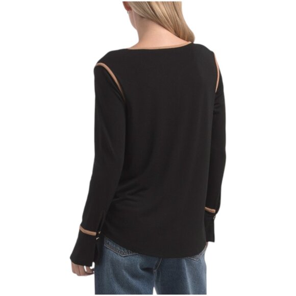 RIO & RIAN Long Sleeve Top With Contrast Piping - Picture 2 of 2